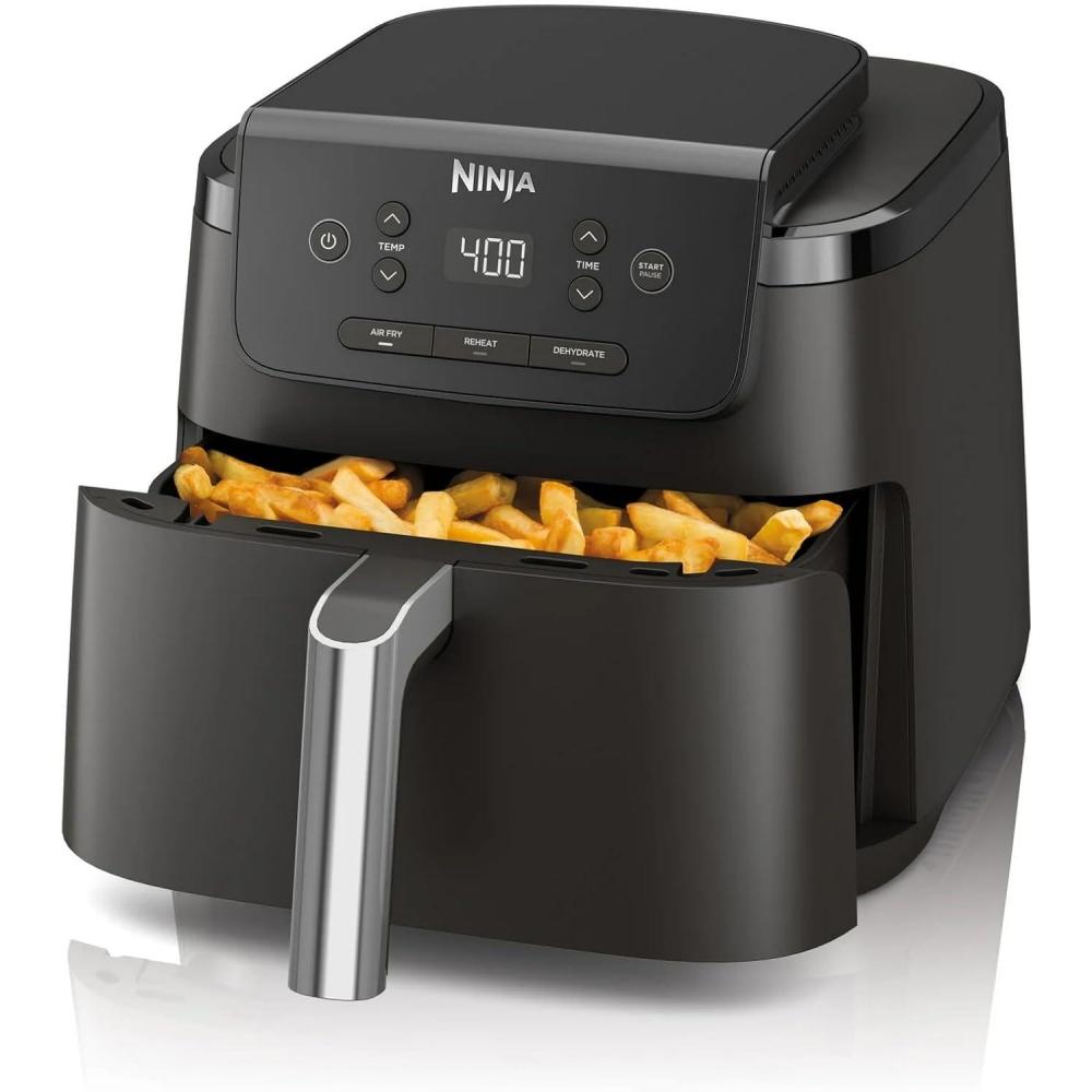 imageNinja Air Fryer Pro 3in1 with 5 QT Capacity Air Fry Reheat Dehydrate Air Crisp Technology with 400F for hot 120 Volts Nonstick Basket ampamp Crisper Plate Black AF140 Renewed