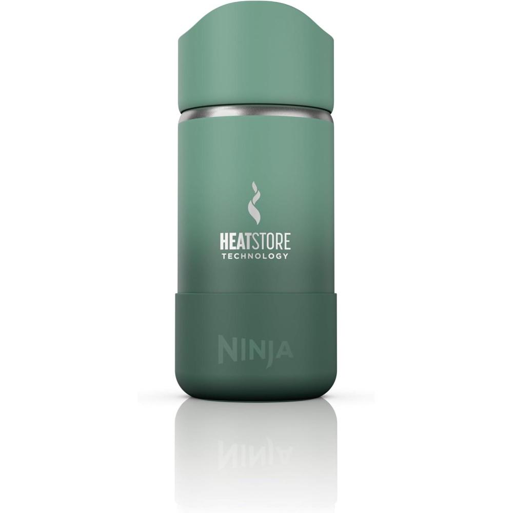 imageNinja Travel Mug Sip Perfect 16oz Brings Hot Drinks to Sippable Temperature in Minutes Stainless Steel Leak Proof Dishwasher Safe Metal Insulated Tumbler Onyx Black DW1603BKGreen