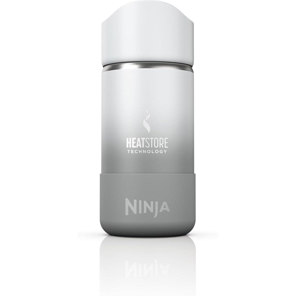 imageNinja Travel Mug Sip Perfect 16oz Brings Hot Drinks to Sippable Temperature in Minutes Stainless Steel Leak Proof Dishwasher Safe Metal Insulated Tumbler Onyx Black DW1603BKWhite