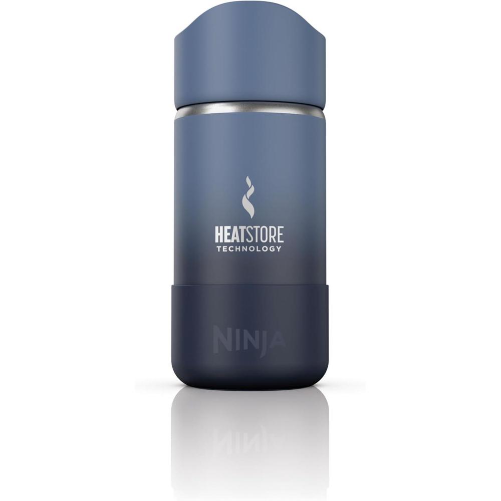 imageNinja Travel Mug Sip Perfect 16oz Brings Hot Drinks to Sippable Temperature in Minutes Stainless Steel Leak Proof Dishwasher Safe Metal Insulated Tumbler Onyx Black DW1603BKNavy