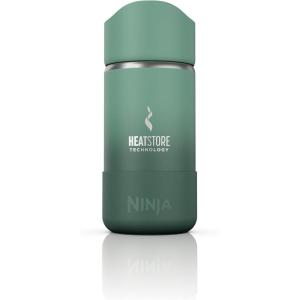 Ninja, Travel Mug, Sip Perfect 16oz, Brings Hot Drinks to Sippable Temperature in Minutes, Stainless Steel, Leak Proof, Dishwasher Safe, Metal Insulated Tumbler, Onyx Black, DW1603BK(Green)