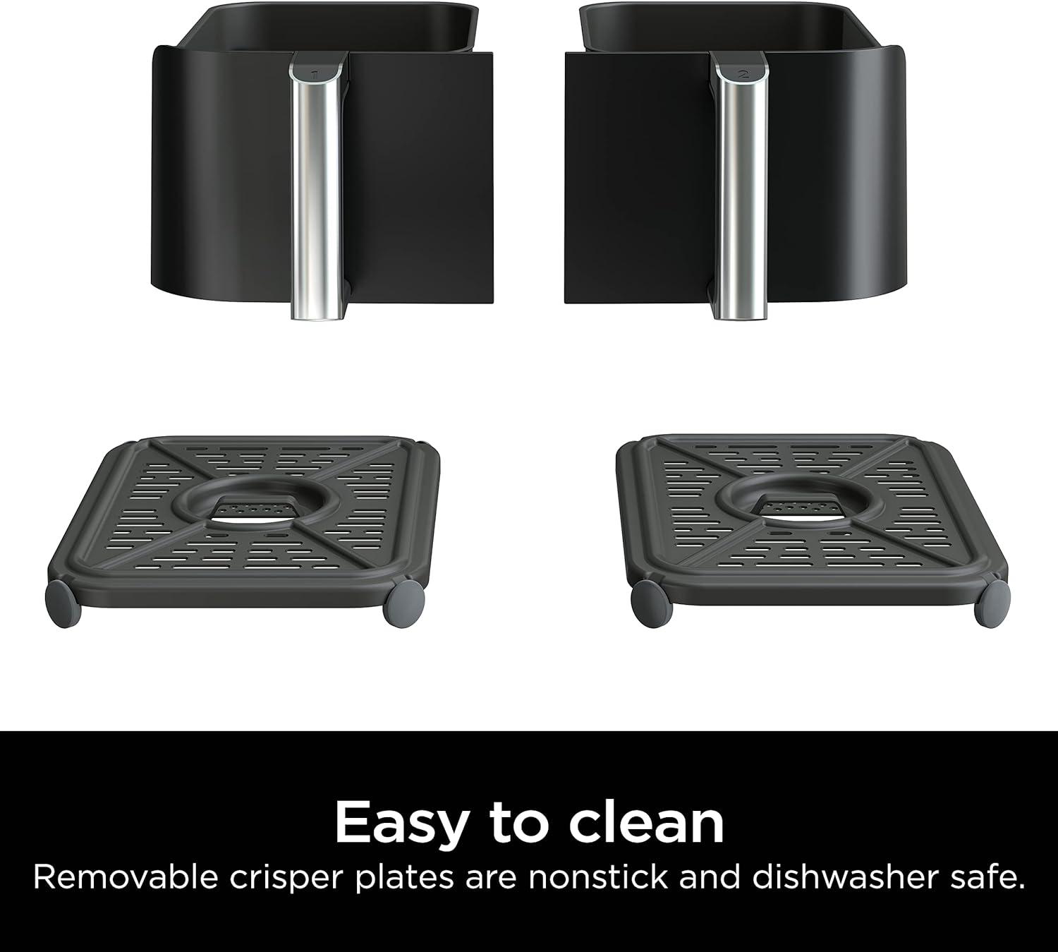 imageNinja DZ090 Foodi 6 Quart 5in1 DualZone 2Basket Air Fryer with 2 Independent Frying Baskets Match Cook ampamp Smart Finish to Roast Bake Dehydrate ampamp More for Quick Snacks ampamp Small Meals BlackBlack