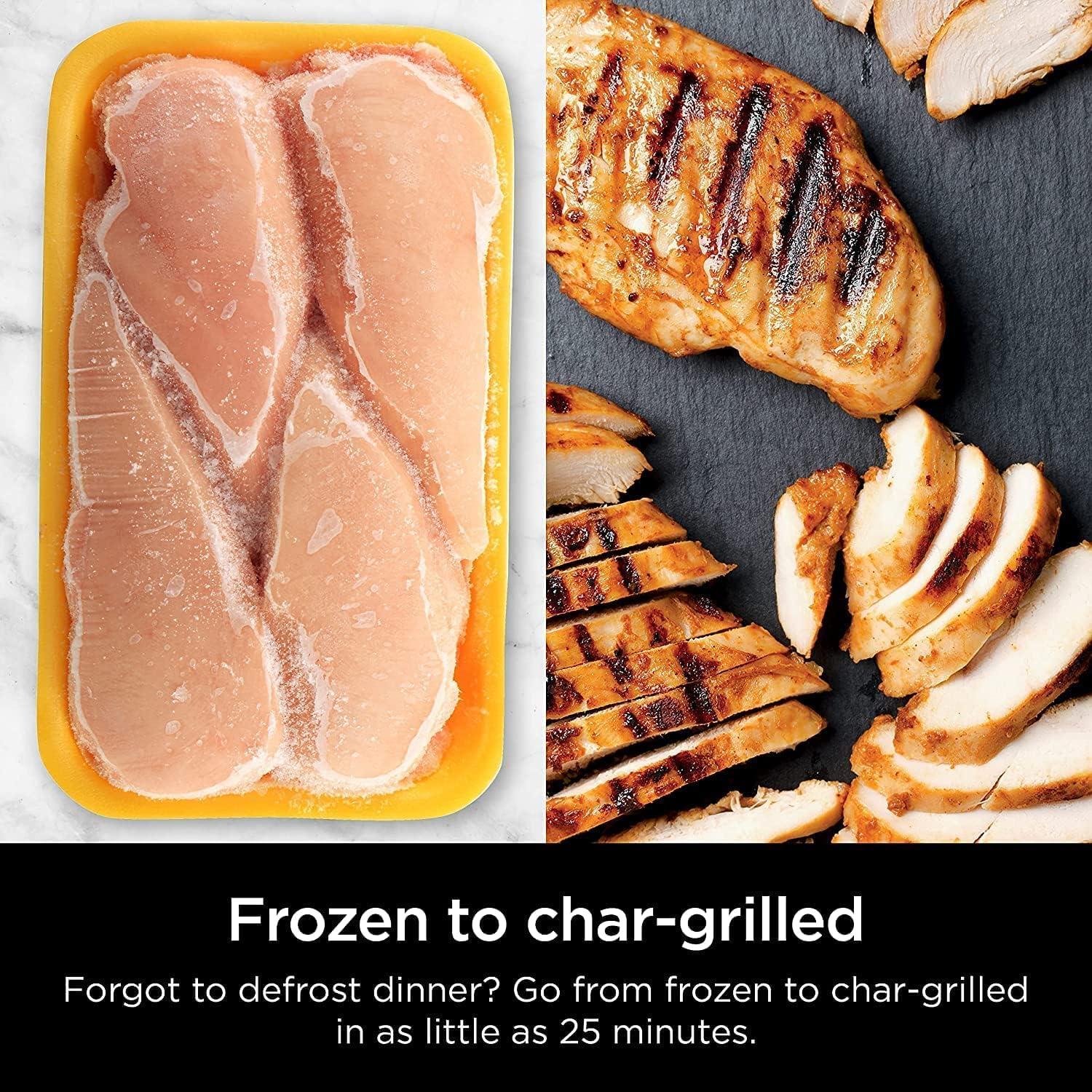 imageNinja IG651 Foodi Smart XL Pro 7in1 Indoor GrillGriddle Combo use Opened or Closed with Griddle Air Fry Dehydrate ampamp More Smart Thermometer Renewed BLACK