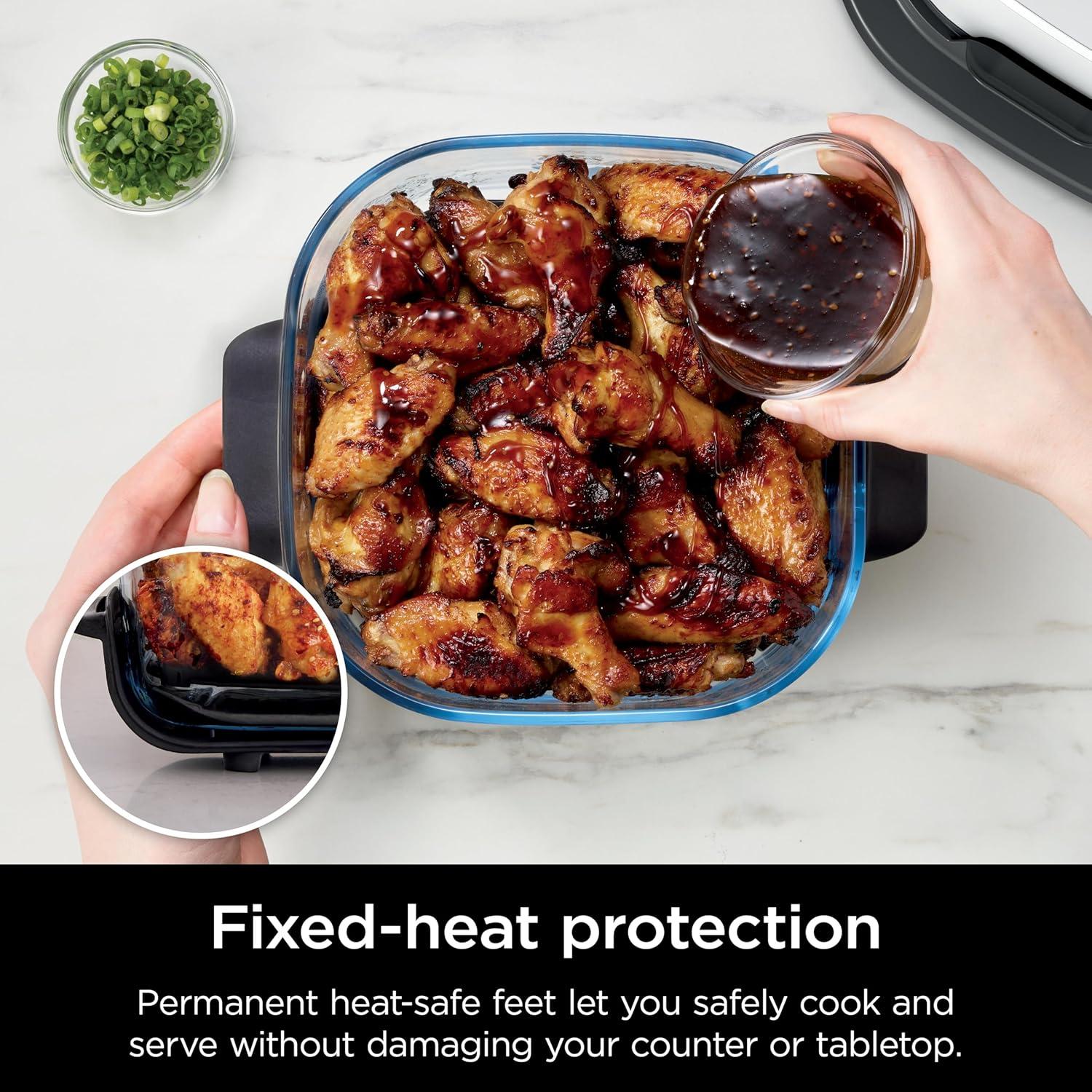 imageNinja 4QT CleanCrisp Glassware Container with Storage lid Compatible Crispi Portable Cooking System Microwave Freezer ampamp Dishwasher Safe PFAS ampamp PTFE Free Glass XSKSFN4QT4 QT