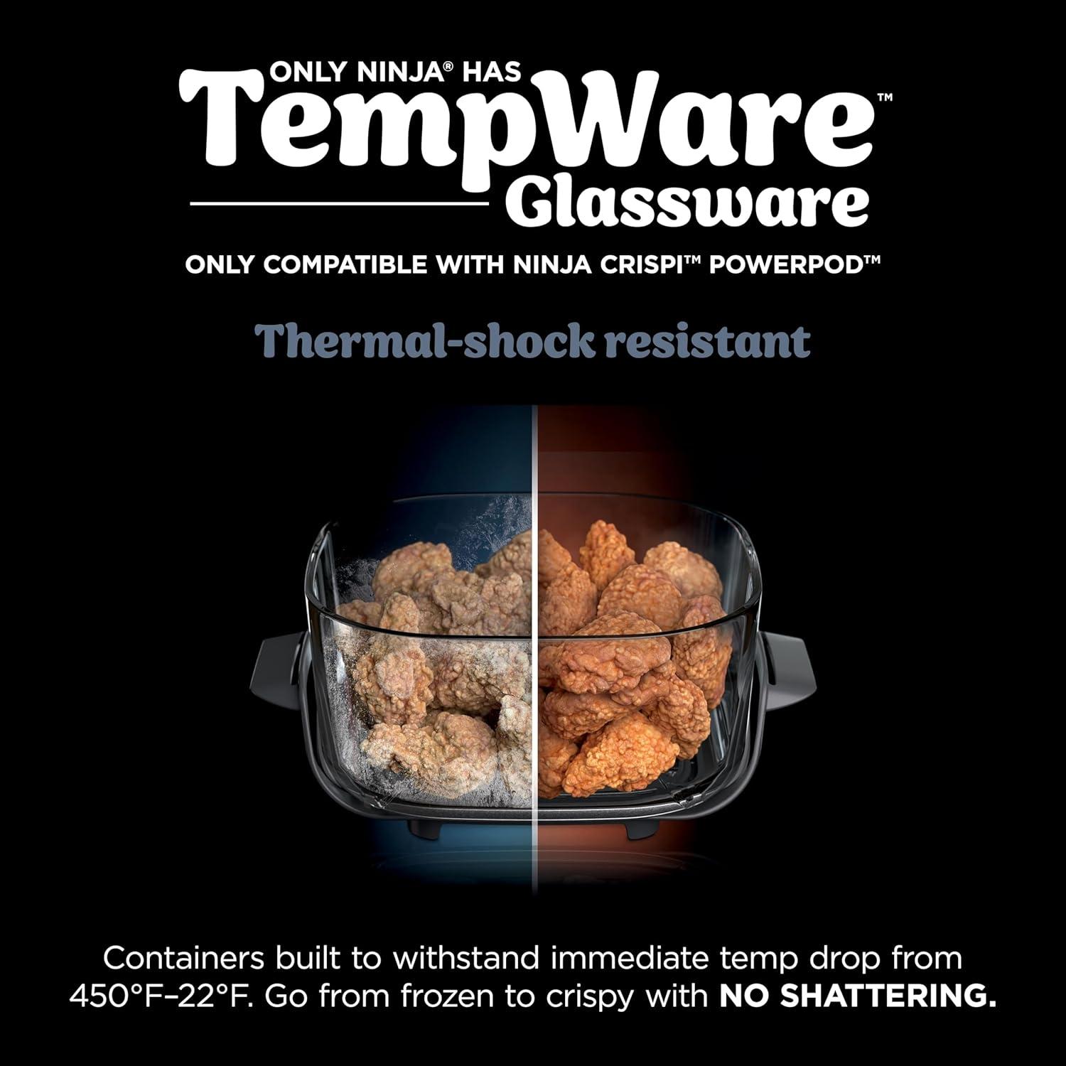 imageNinja 4QT CleanCrisp Glassware Container with Storage lid Compatible Crispi Portable Cooking System Microwave Freezer ampamp Dishwasher Safe PFAS ampamp PTFE Free Glass XSKSFN4QT4 QT