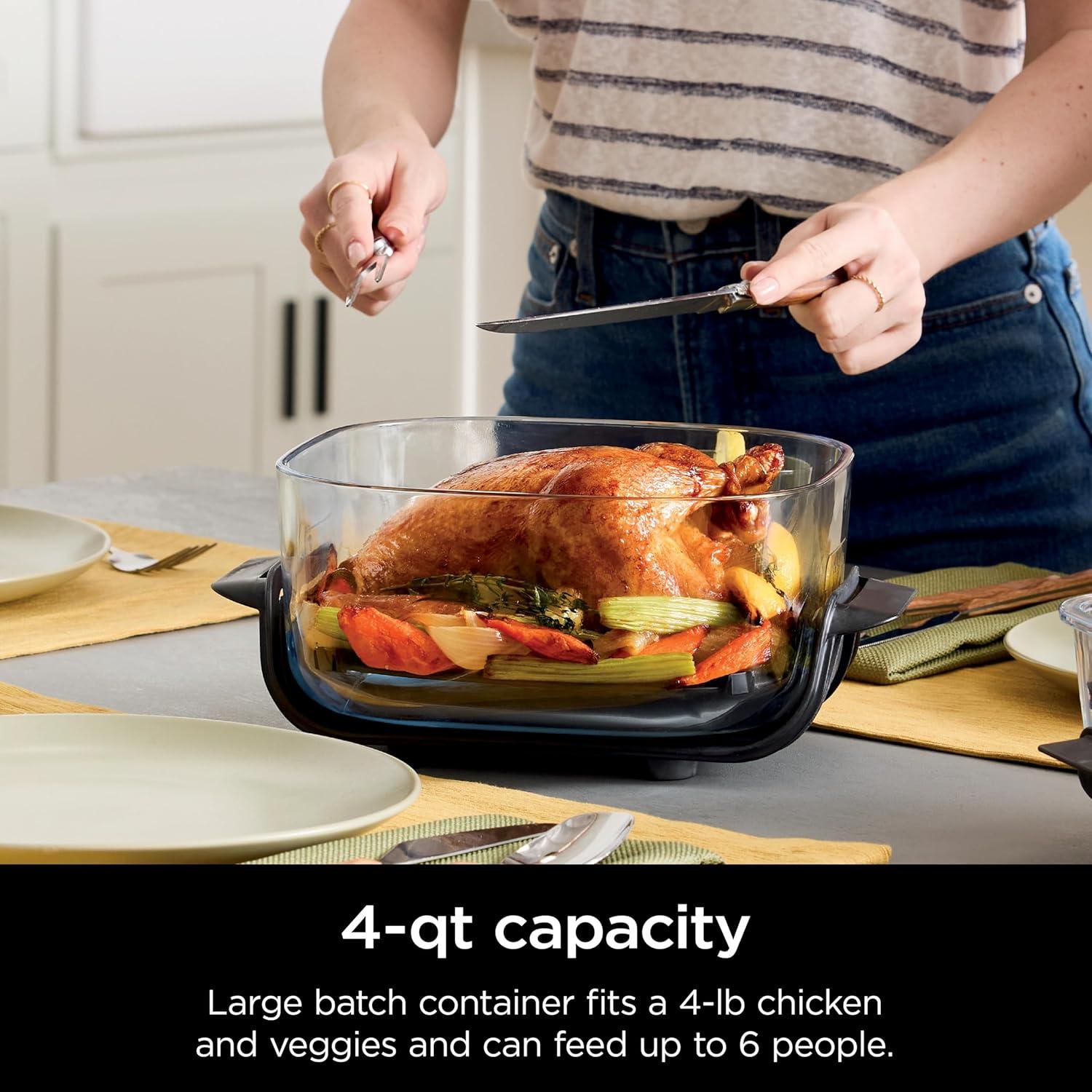 imageNinja 4QT CleanCrisp Glassware Container with Storage lid Compatible Crispi Portable Cooking System Microwave Freezer ampamp Dishwasher Safe PFAS ampamp PTFE Free Glass XSKSFN4QT4 QT