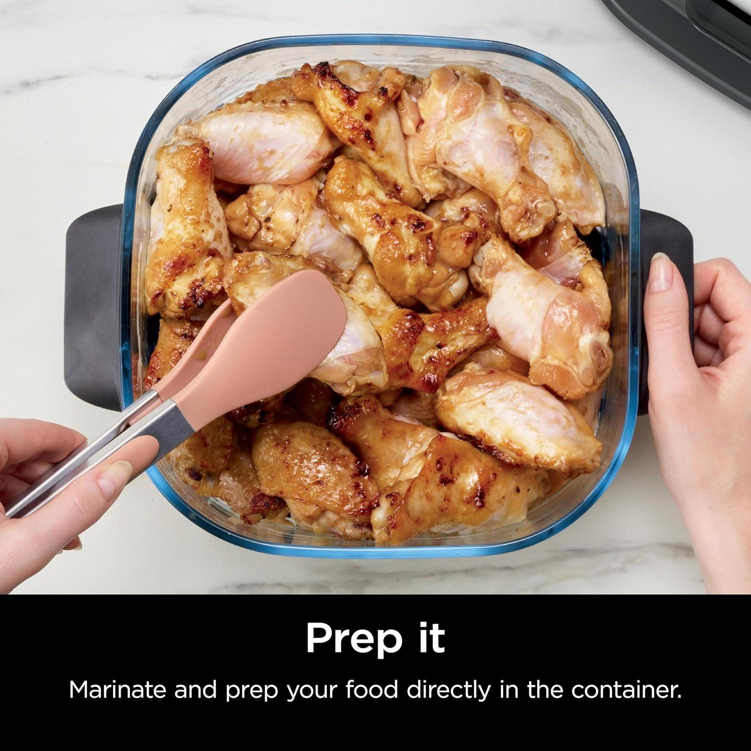 imageNinja 4QT CleanCrisp Glassware Container with Storage lid Compatible Crispi Portable Cooking System Microwave Freezer ampamp Dishwasher Safe PFAS ampamp PTFE Free Glass XSKSFN4QT4 QT