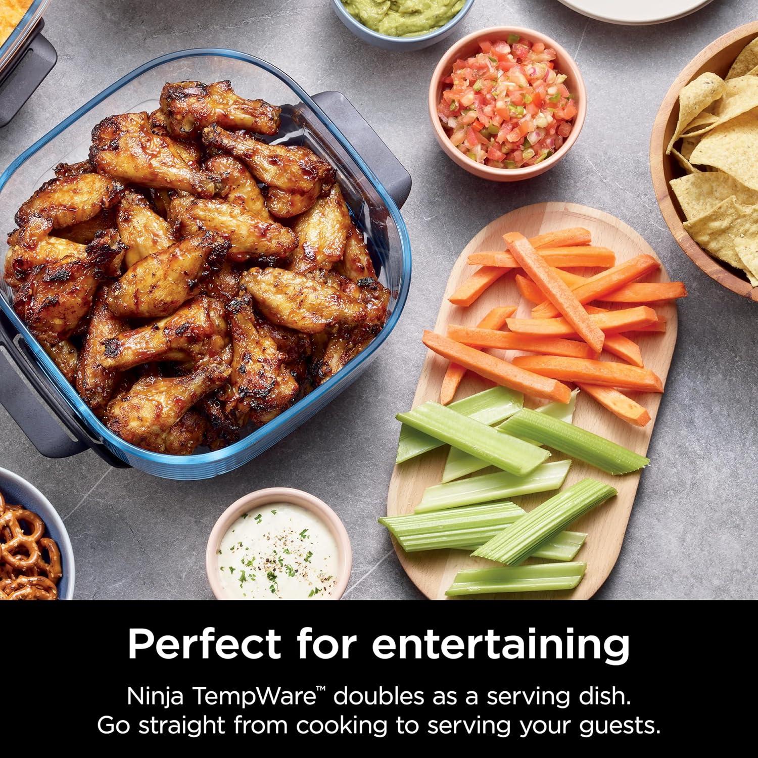 imageNinja 4QT CleanCrisp Glassware Container with Storage lid Compatible Crispi Portable Cooking System Microwave Freezer ampamp Dishwasher Safe PFAS ampamp PTFE Free Glass XSKSFN4QT4 QT