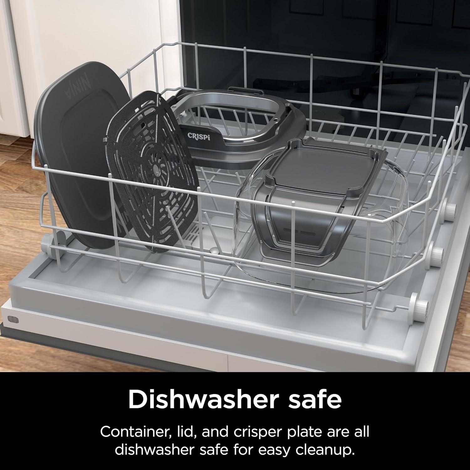 imageNinja 4QT CleanCrisp Glassware Container with Storage lid Compatible Crispi Portable Cooking System Microwave Freezer ampamp Dishwasher Safe PFAS ampamp PTFE Free Glass XSKSFN4QT4 QT