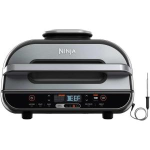 Ninja BG550CO Foodi Smart XL 6-in-1 Indoor Grill with Air Fry, Roast, Bake, Reheat & Dehydrate, Smart Thermometer, Black/Silver (Renewed)