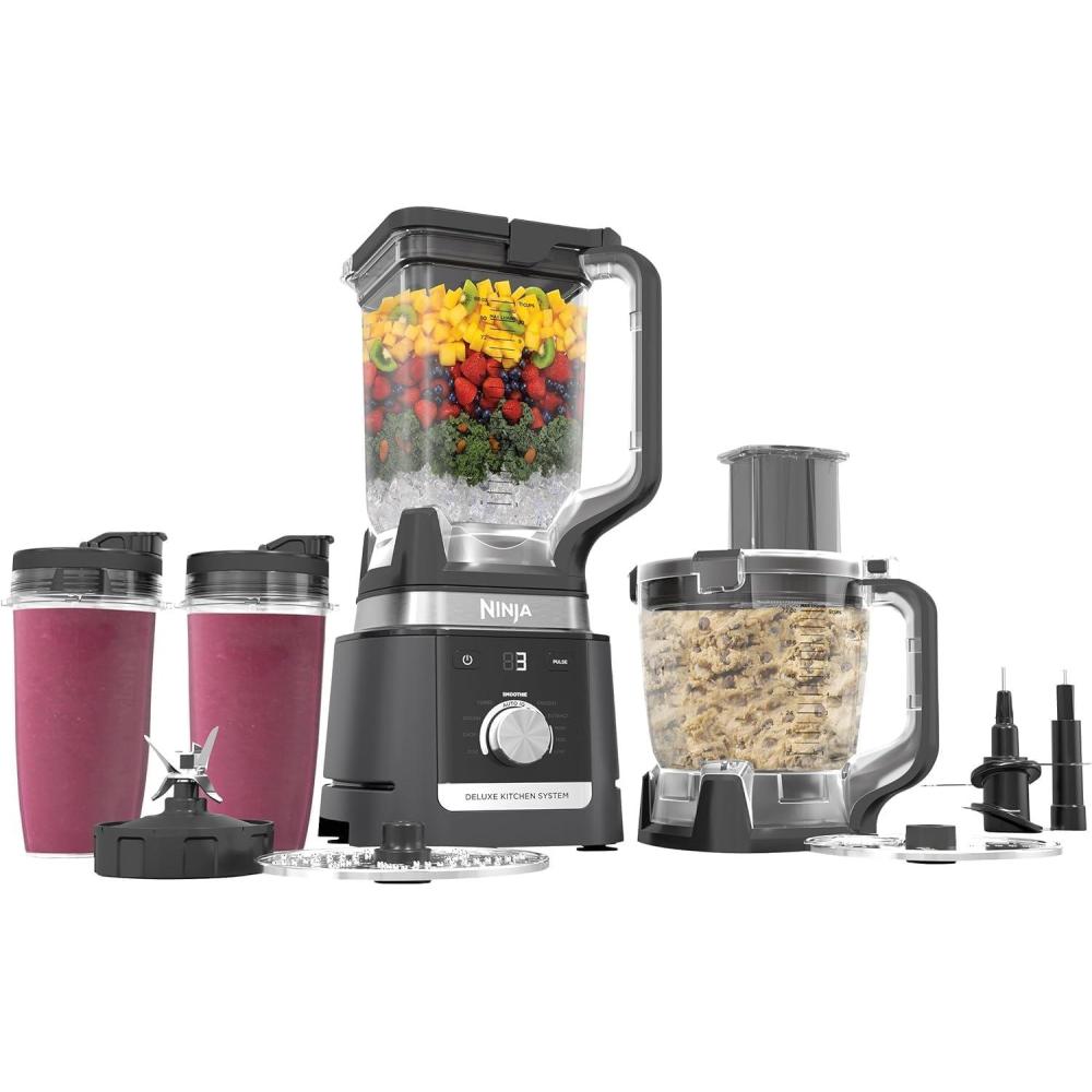 imageNinja CO905KS Deluxe Kitchen System 1600 WP AutoIQ Base 88oz Picther 9cup Deluxe Food Processor 2 24oz SingleServe Cups