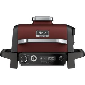 Ninja OG701 Woodfire Outdoor Grill & Smoker, 7-in-1 Master Grill, BBQ Smoker, Air Fryer plus Bake, Roast, Dehydrate, & Broil, uses Woodfire Pellets(1 Pack Included), Portable, Electric, Red