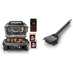 Ninja Woodfire ProConnect Premium XL Grill & Smoker Bundle with Cleaning Brush for OG700/800/900 Series Grills(7-in-1 Grill+Thermometer+App Connect)