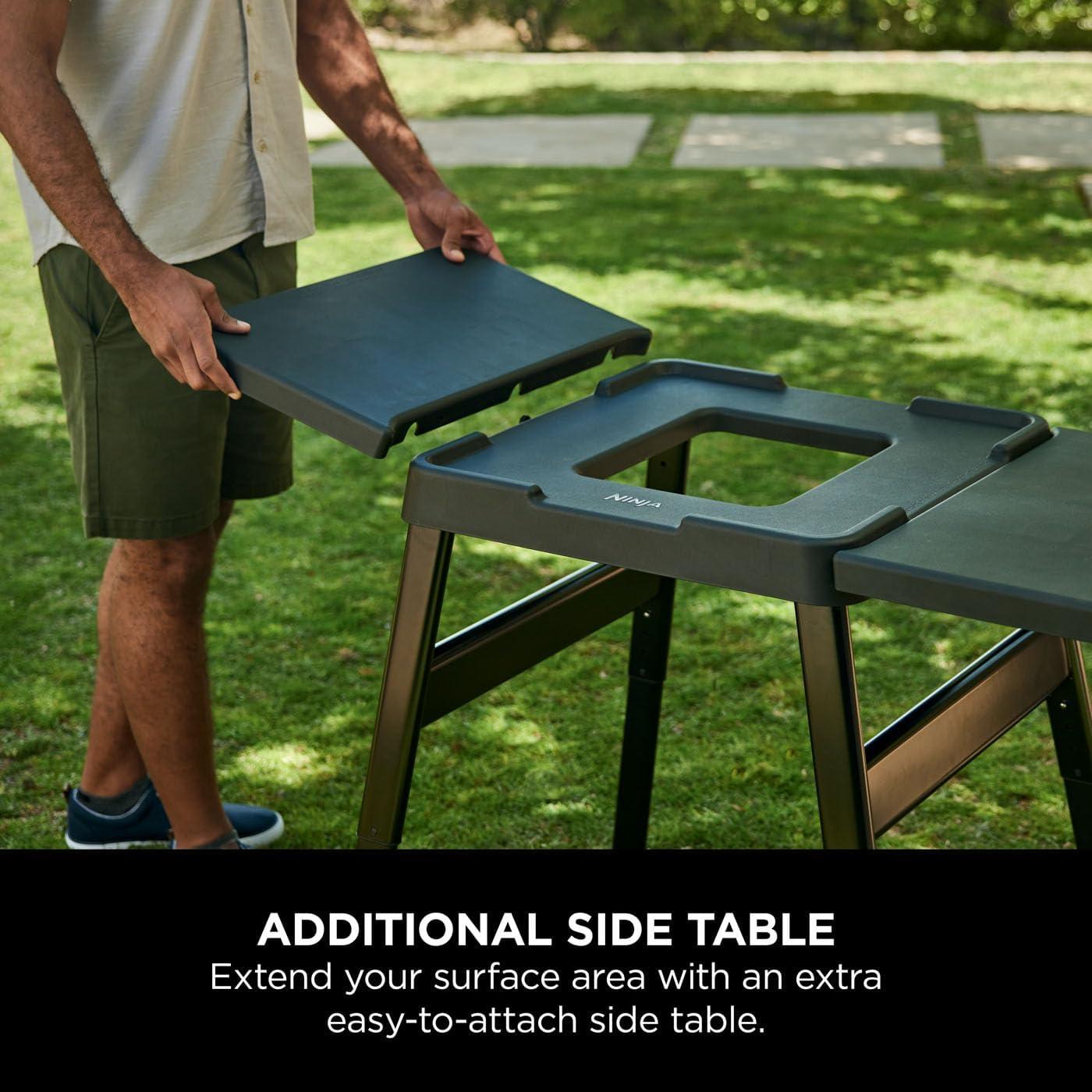 imageNinja Woodfire Adjustable Stand ampamp Side Table Electric Outdoor Oven ampamp BBQ Grill HeavyDuty Outdoor Cooking Table ampamp Pizza Oven 4718J800EUUK Black