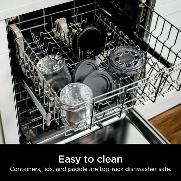 imageNinja CREAMi Ice Cream Maker 5 OneTouch Programs Includes 2 16oz Pints with Lids Transform Frozen Bases to Ice Cream Sorbets Milkshakes Vegan DairyFree Options NC300 White Renewed