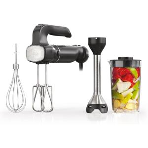 Ninja CI101 Foodi Power Mixer System, 750-Peak-Watt Immersion Blender and Hand Mixer, EasyGlide Beaters, Whisk, 3-Cup Blending Vessel, Black (Renewed)