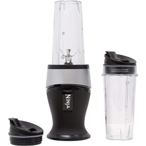 Ninja Personal Blender for Shakes, Smoothies, Food Prep, and Frozen Blending with 700-Watt Base and (2) 16-Ounce Cups with Spout Lids (QB3001SS) (Renewed)(Silver)
