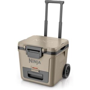 Ninja FrostVault 42qt Wheeled Cooler with Cold Dry Zone | Integrated Fridge-Temp Dry Storage Drawer | Premium Heavy-Duty Insulated Cooler | Keeps Ice Cold for Days | Halocline Green | FB242TL(Birch Beige)