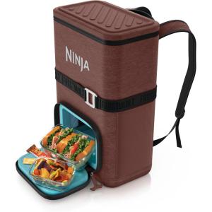 Ninja FrostVault Go Can Soft Cooler, 24/36 Can, Leak Proof, Built-In Cup Holder, 2 Ice Packs & Dry Storage Drawer, Polyester Insulation, Hiking, Camping, Picnic(Canyon Red)
