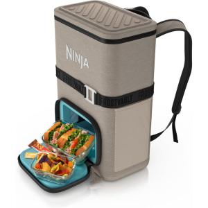 Ninja FrostVault Go Can Soft Cooler, 24/36 Can, Leak Proof, Built-In Cup Holder, 2 Ice Packs & Dry Storage Drawer, Polyester Insulation, Hiking, Camping, Picnic(Beige)