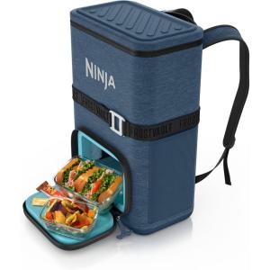 Ninja FrostVault Go Can Soft Cooler, 24/36 Can, Leak Proof, Built-In Cup Holder, 2 Ice Packs & Dry Storage Drawer, Polyester Insulation, Hiking, Camping, Picnic(Blue)